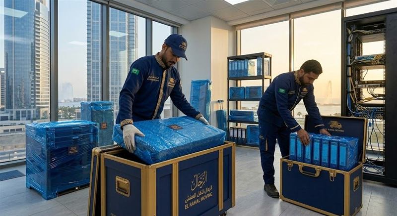 مشرف الرحال يتفقد الأثاث المغلف مع قائمة الجرد