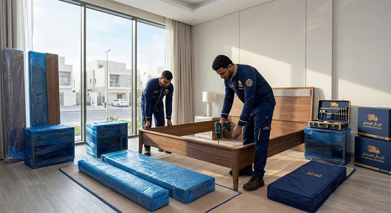 العميل يوقع على ورقة التسليم النهائي بعد فحص أثاثه المنقول من الرحال