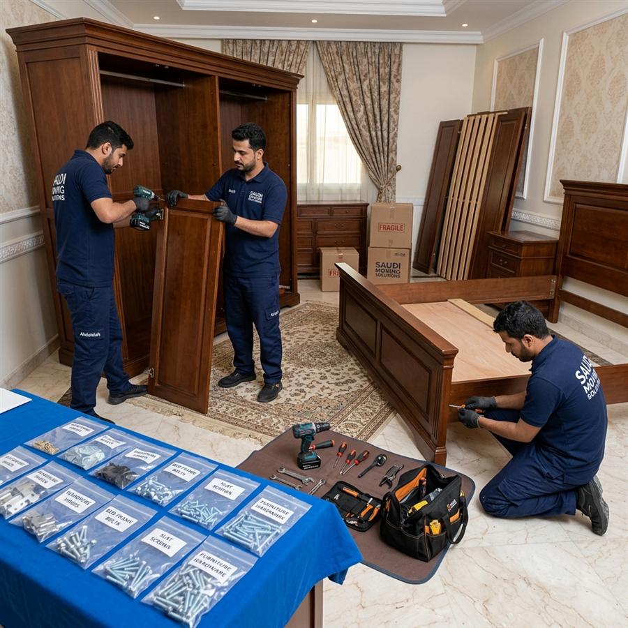 نجار الرحال يقوم بفك غرفة نوم إيطالية فاخرة باحترافية عالية في جدة